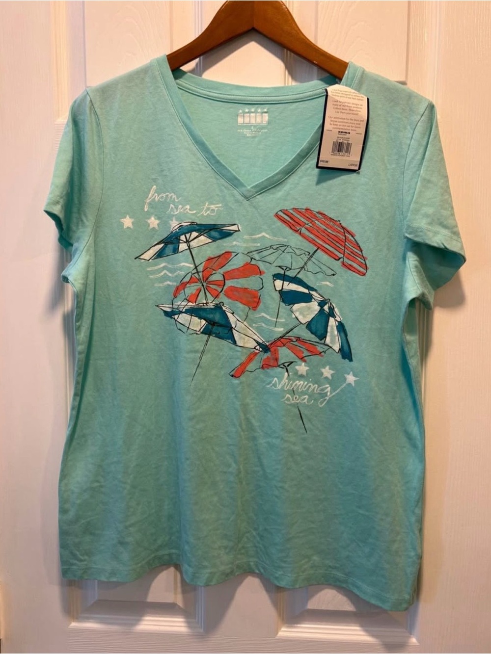 Unlisted Aqua V-Neck Beach Umbrella Graphic Coverup